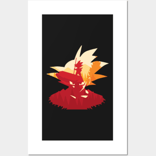 Goku Beautiful Sunset Silhouette - The Son in the Red Forest Posters and Art